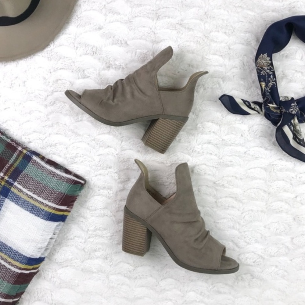 Taupe Open-Toe Booties NEVER WORN
